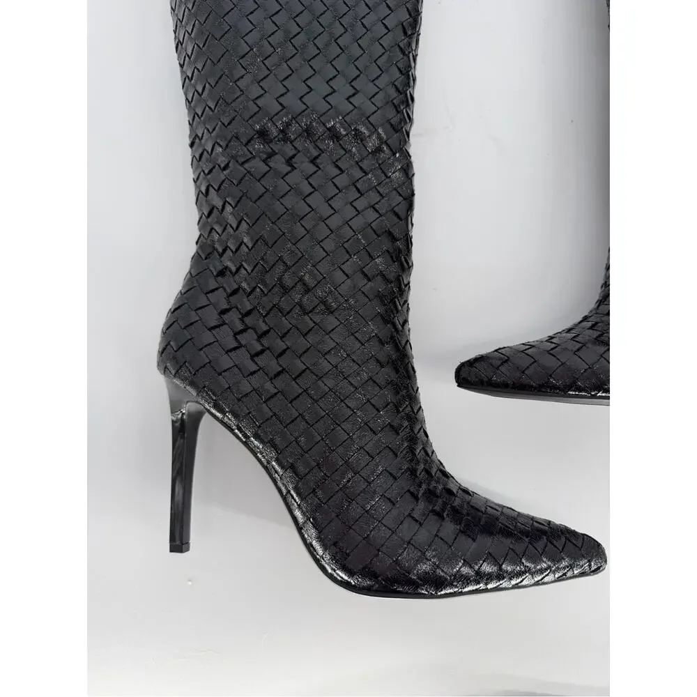 I.N.C. Savonia Black Woven Knee High Boots Womens - 7M